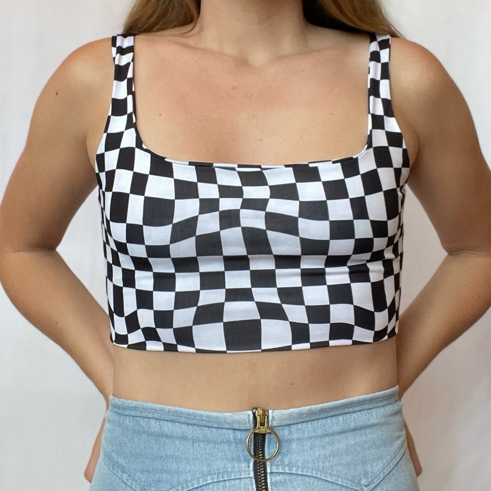 Psychedelic Checkered Crop Top